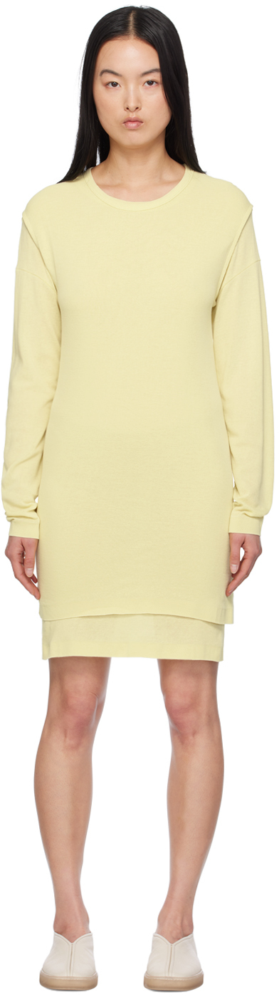 Shop Lemaire Yellow Double Layer Minidress In Ye512 Pale Canary