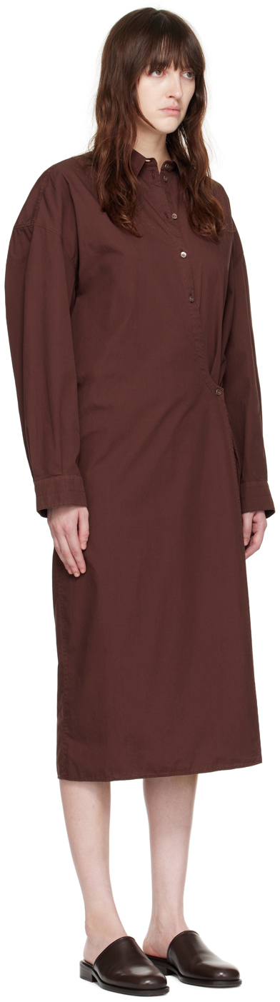Lemaire Woman Midi Dress Chocolate Brown Size 6 Cotton In Cocoa Bean