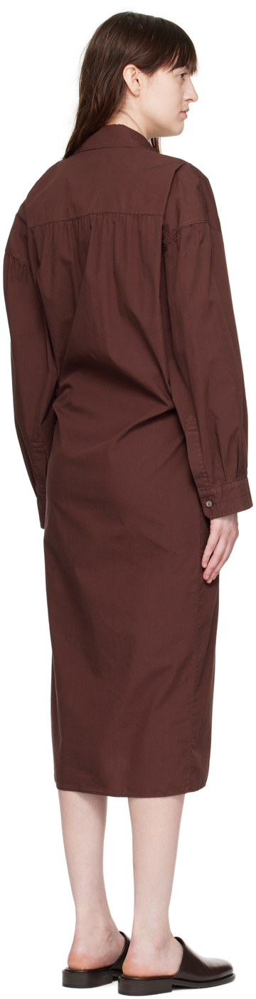 Lemaire Woman Midi Dress Chocolate Brown Size 6 Cotton In Cocoa Bean