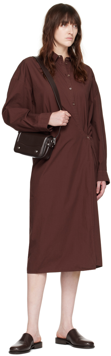 Lemaire Woman Midi Dress Chocolate Brown Size 6 Cotton In Cocoa Bean