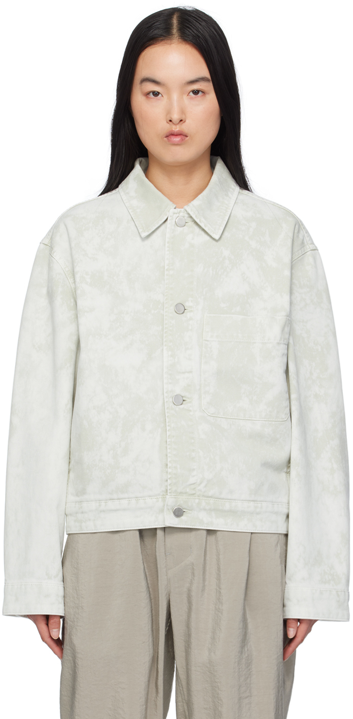 Shop Lemaire White Boxy Denim Jacket In Snw Pelican Bk883