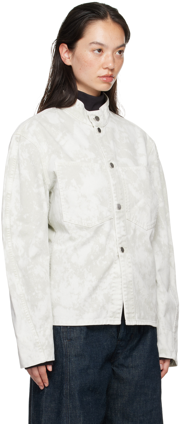 LEMAIRE GRAY & WHITE CURVED SLEEVES DENIM JACKET 