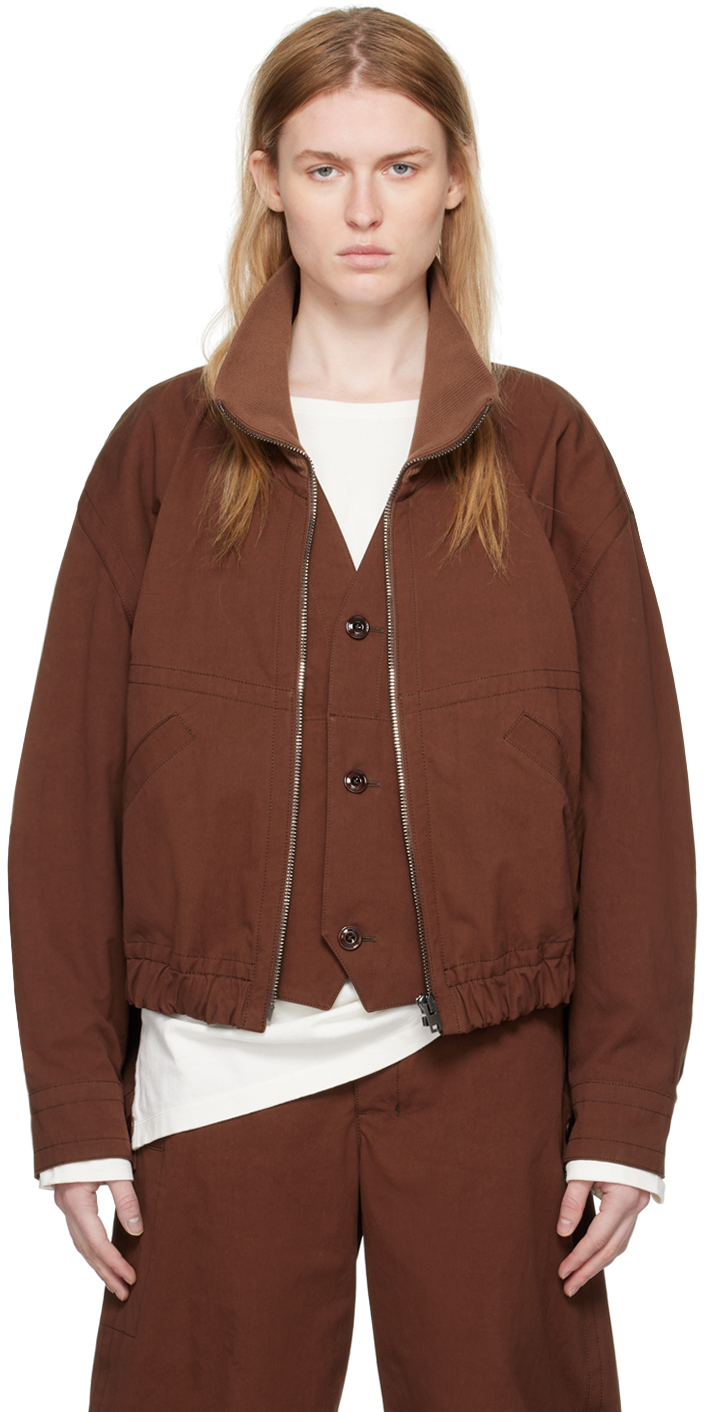 Shop Lemaire Brown Layered Jacket In Br401 Chocolate Fond