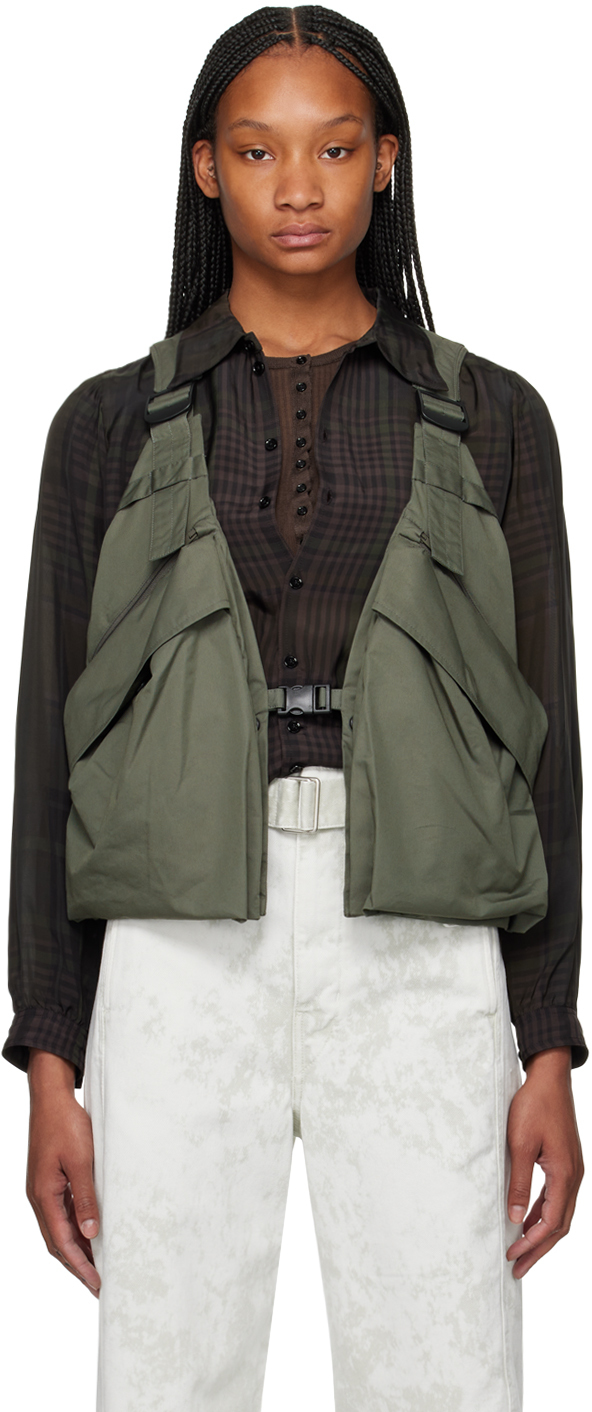 Lemaire Green Utility Vest In Bk949 Ash Grey