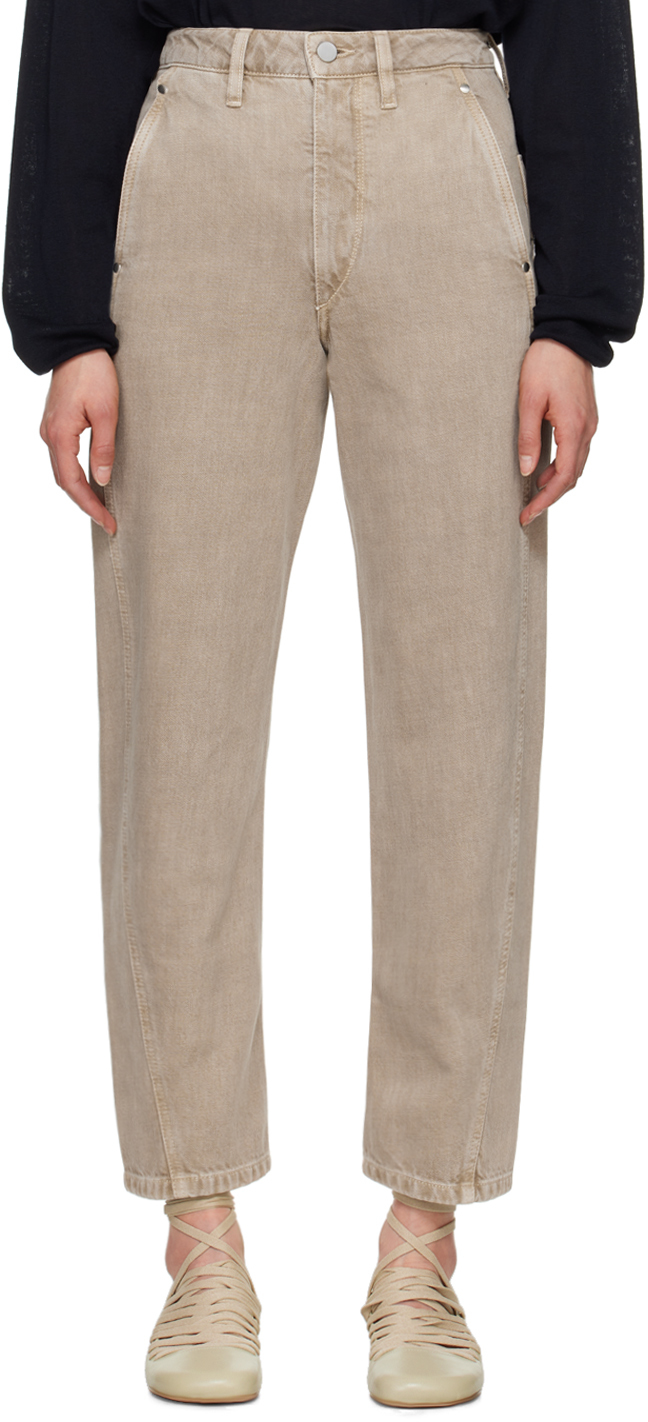 Shop Lemaire Beige Twisted Jeans In Bg229 Denim Snow