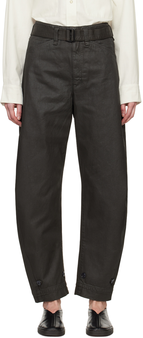 Lemaire Khaki Belted Jeans In Br441 Khaki Brown