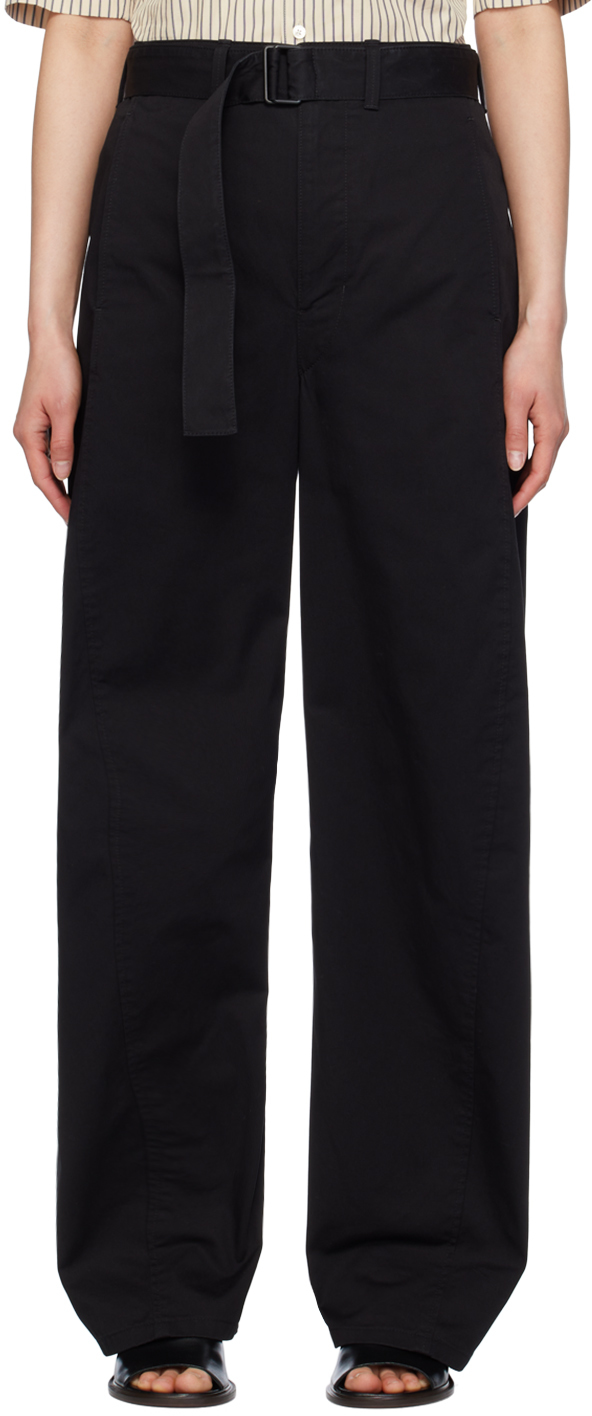 Shop Lemaire Black Twisted Trousers In Bk999 Black