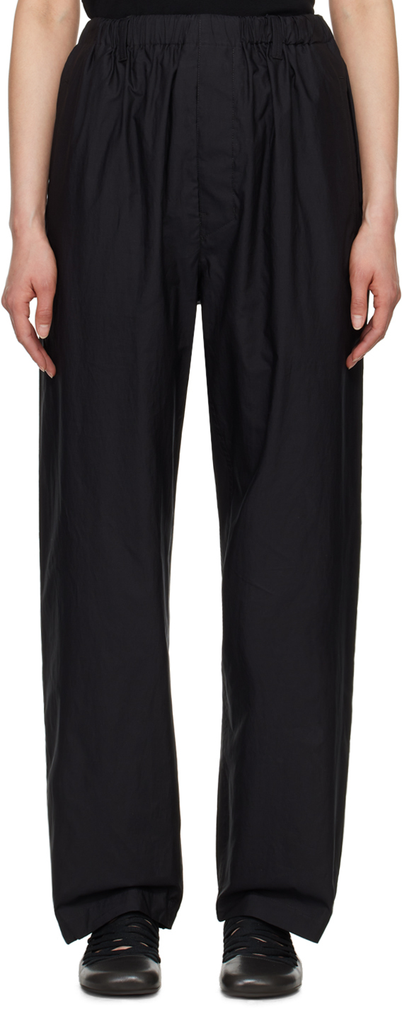 Lemaire Black Relaxed Trousers In Bk999 Black
