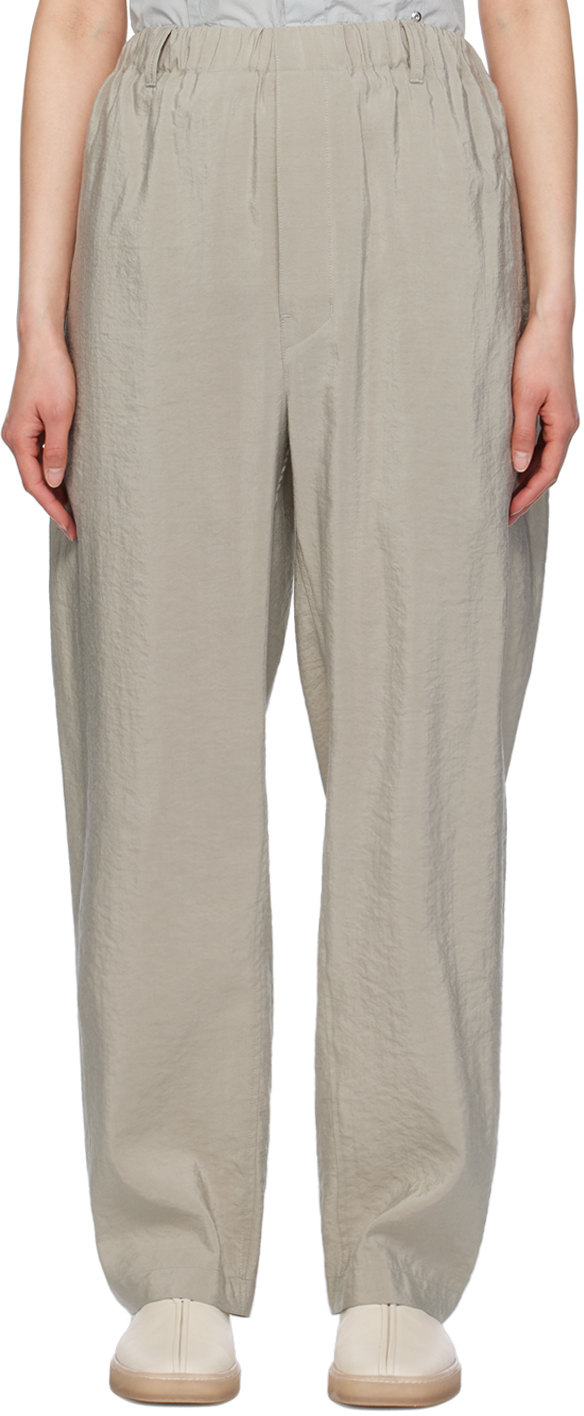 Shop Lemaire Gray Relaxed Trousers In Bk885 Light Misty
