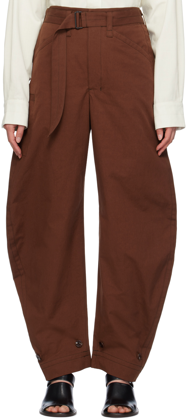 Shop Lemaire Brown Tapered Trousers In Br401 Chocolate