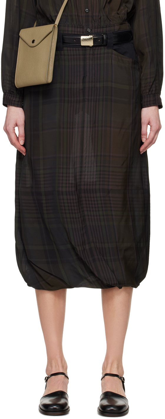 Lemaire Brown Twisted Midi Skirt In Mu181 Dark Brown