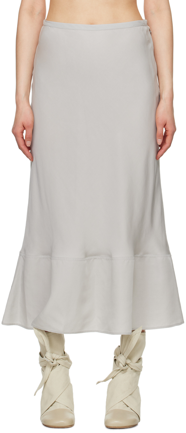 Shop Lemaire Gray Bias-cut Maxi Skirt In Bk888 Cloud Grey