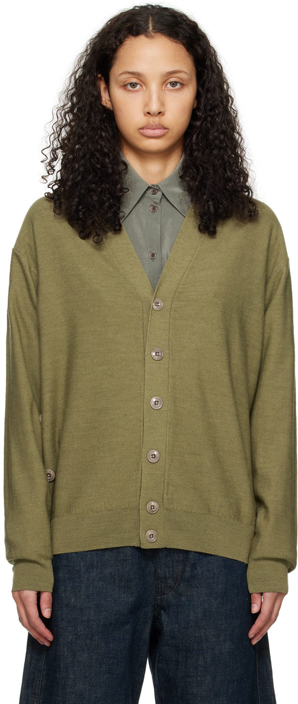 Lemaire Green Twisted Cardigan In Gr619 Light Olive