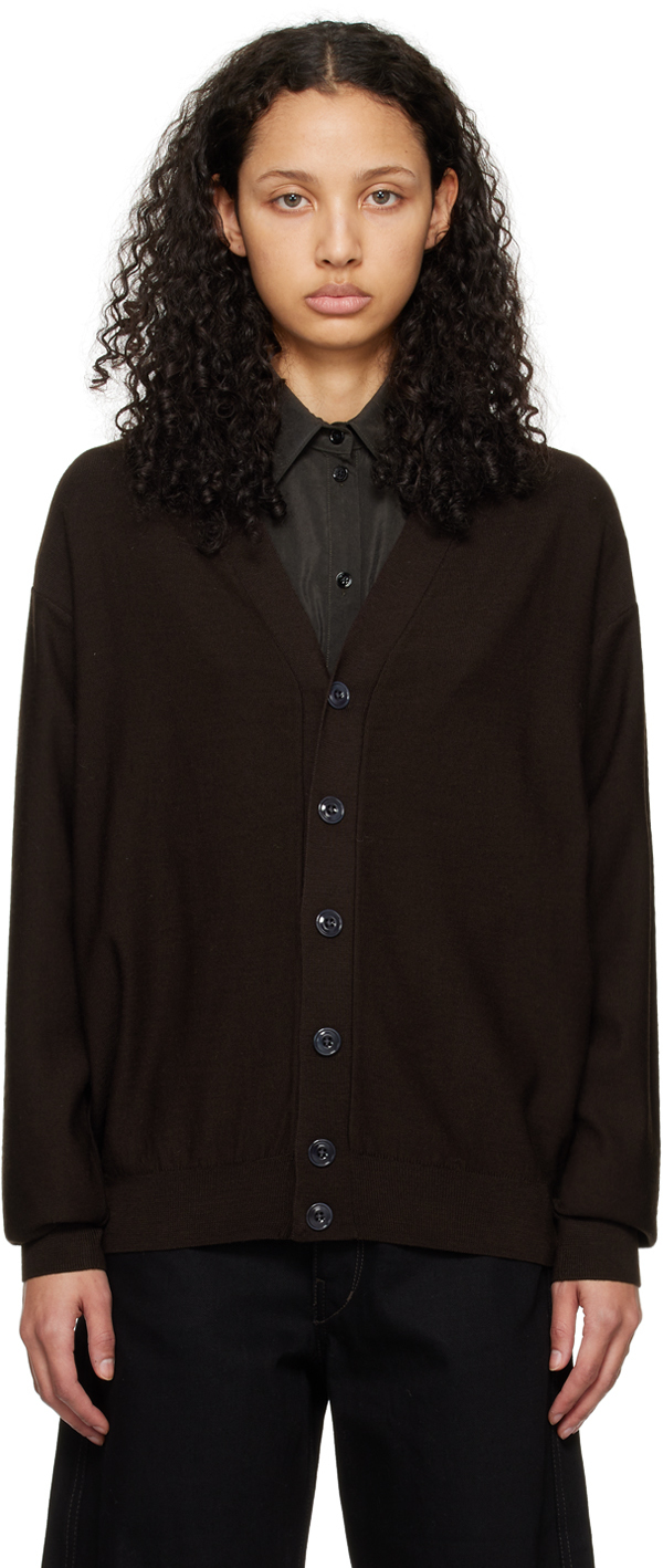 Lemaire Brown Twisted Cardigan In Br462 Pecan Brown