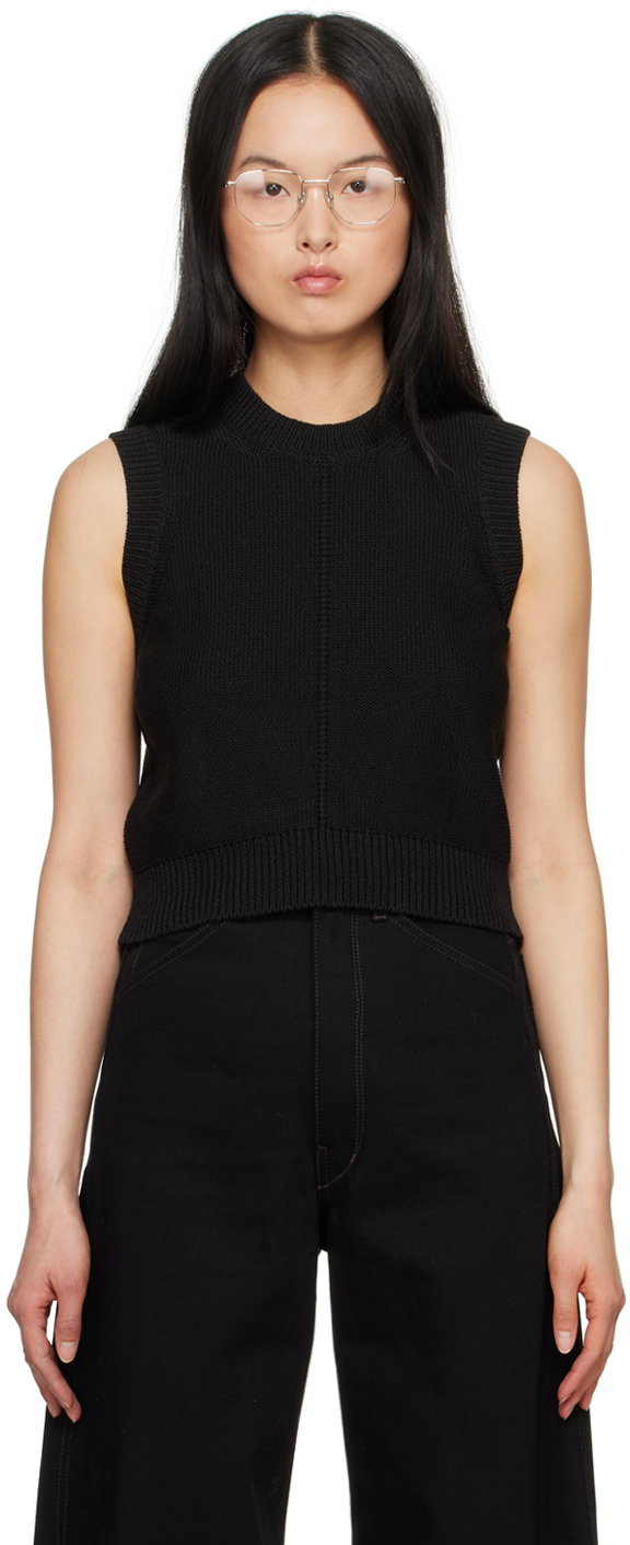 Lemaire Black Cropped Waistcoat In Bk999 Black