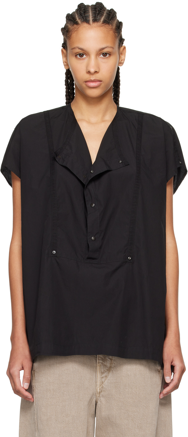 Shop Lemaire Black Cap Sleeve Blouse In Bk999 Black