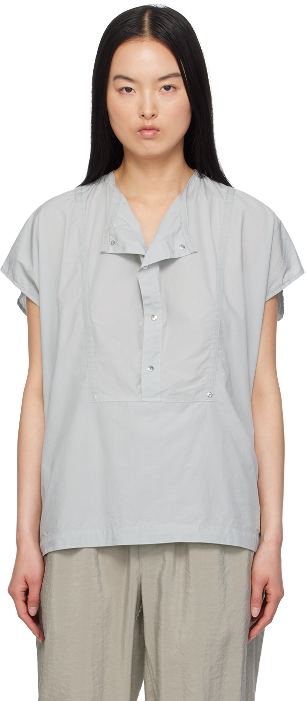 Shop Lemaire Gray Cap Sleeve Blouse In Cloud Grey