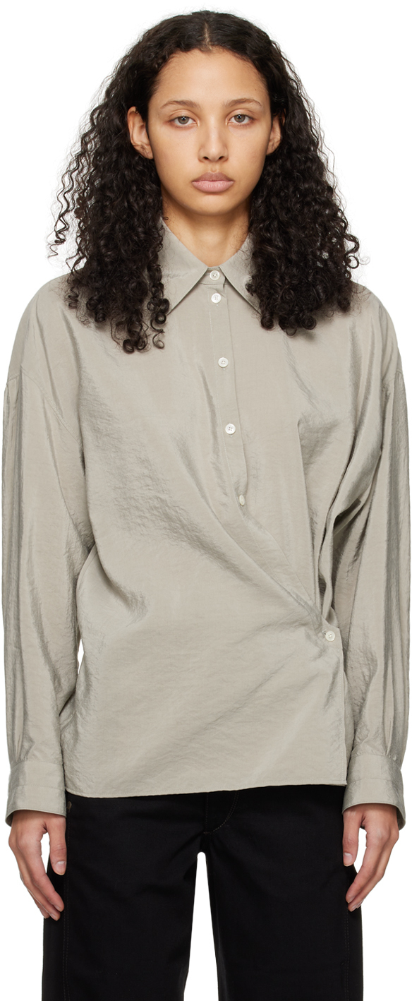 Shop Lemaire Gray Twisted Shirt In Bk885 Light Misty