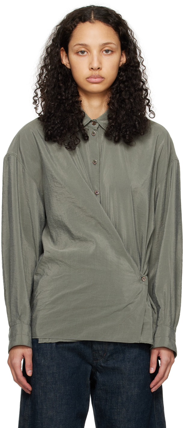 Lemaire Grey Twisted Shirt In Bk949 Ash Grey