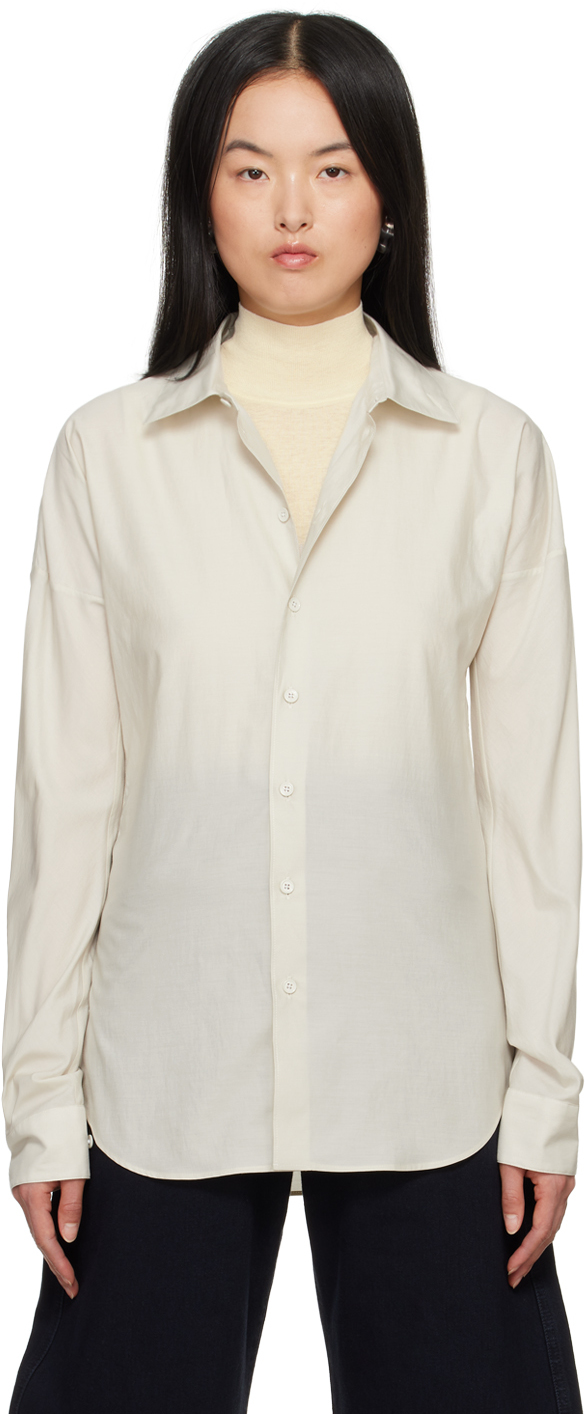Lemaire neck-tie button-up shirt - White