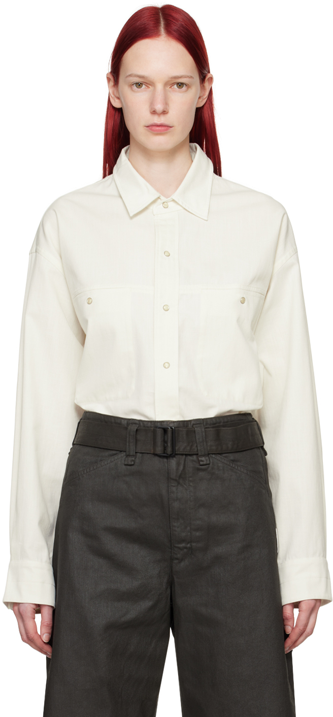 Lemaire Off-white Welt Pocket Shirt In Wh001 Chalk