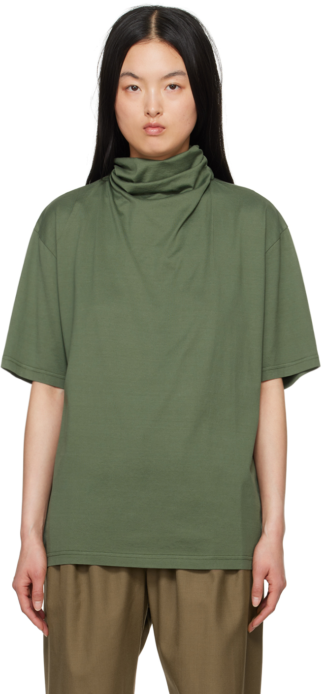 Lemaire Green Scarf T-shirt In Smoky Green (gr627)