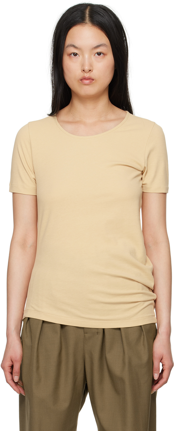 Lemaire Beige Twisted T-shirt In Soft Sand (bg246)