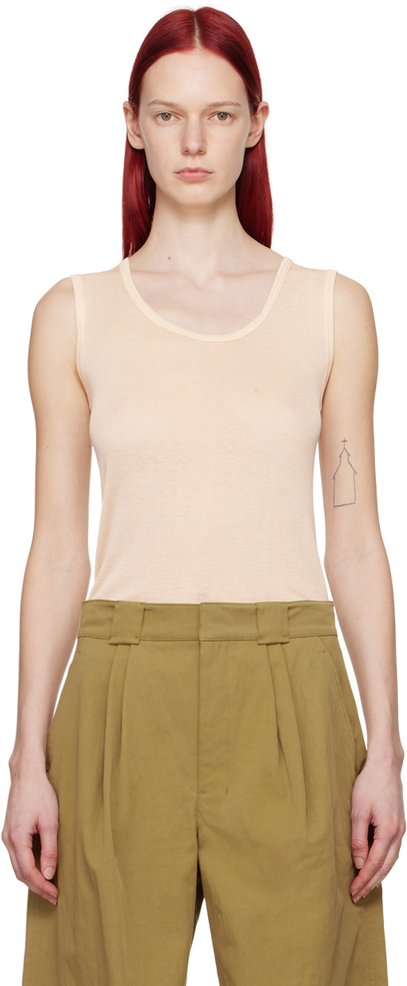 Shop Lemaire Off-white Seamless Tank Top In Bg198 Light Powder