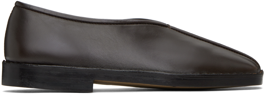 LEMAIRE: Brown Flat Piped Slippers | SSENSE UK