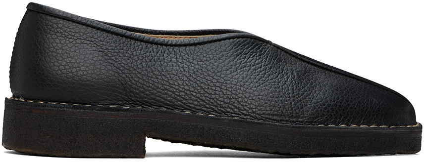 Lemaire Black Piped Slippers In Bk999 Black