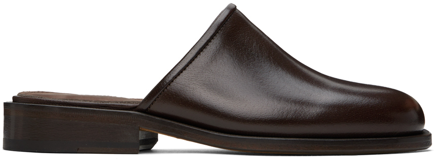 Shop Lemaire Brown Square Mules In Br449 Dark Brown