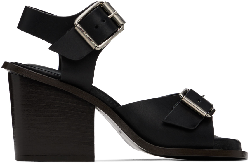 Shop Lemaire Black Square 80 Heeled Sandals In Bk999 Black