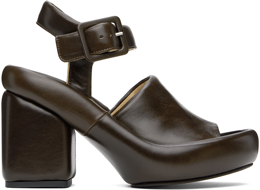 Shop Lemaire Brown Padded Wedge Heeled Sandals In Br449 Dark Brown