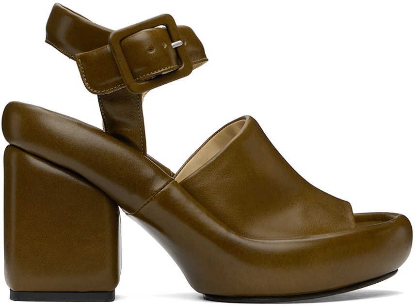 Shop Lemaire Brown Padded Wedge Heeled Sandals In Br485 Kobicha Brown