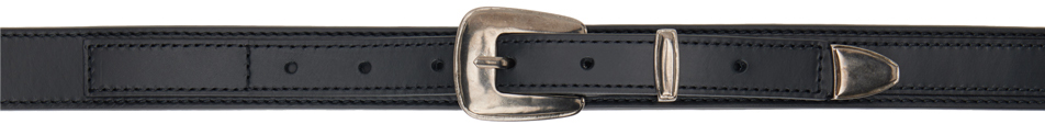 Lemaire Black Minimal Western Belt In Bk999 Black