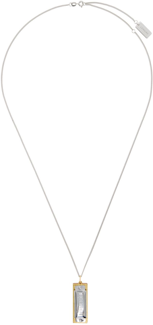 Shop Lemaire Silver & Gold Harmonica Necklace In Mu150 Multicolor
