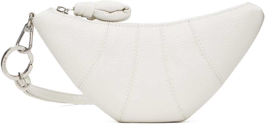 Lemaire White Croissant Coin Pouch In Wh001 Chalk
