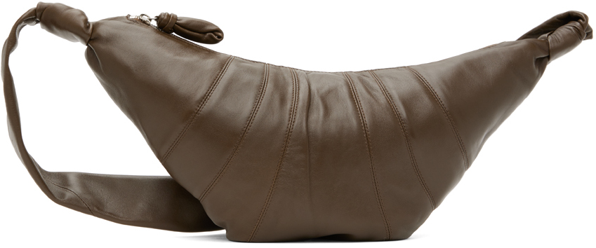 Lemaire Medium Croissant Leather Bag In Brown