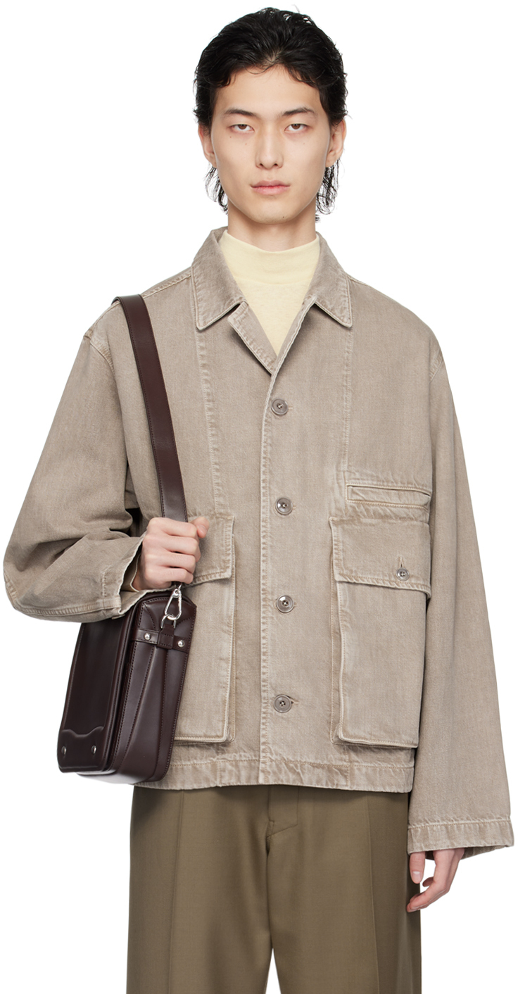 Beige Boxy Denim Jacket by LEMAIRE on Sale