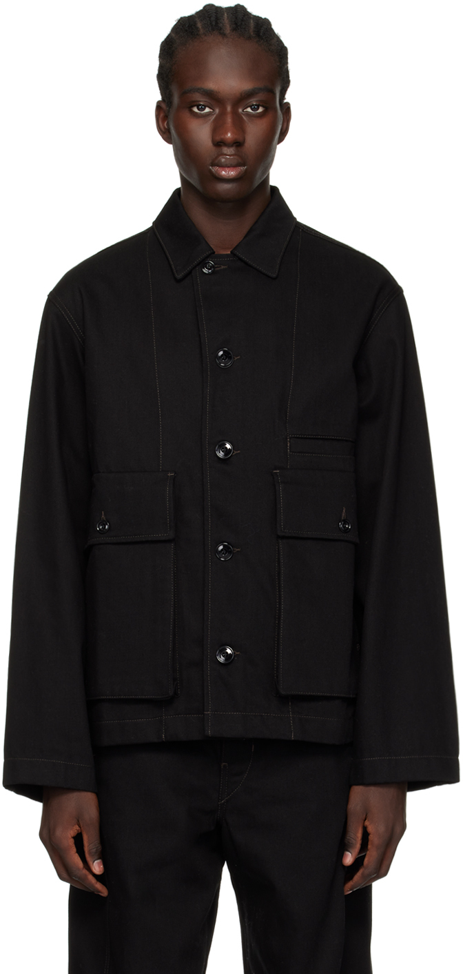 Lemaire Black Boxy Denim Jacket In Bk999 Black