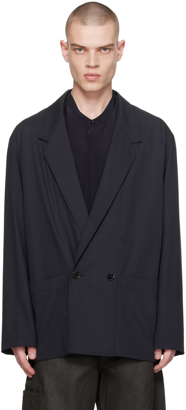LEMAIRE: Black Double Breasted Blazer | SSENSE
