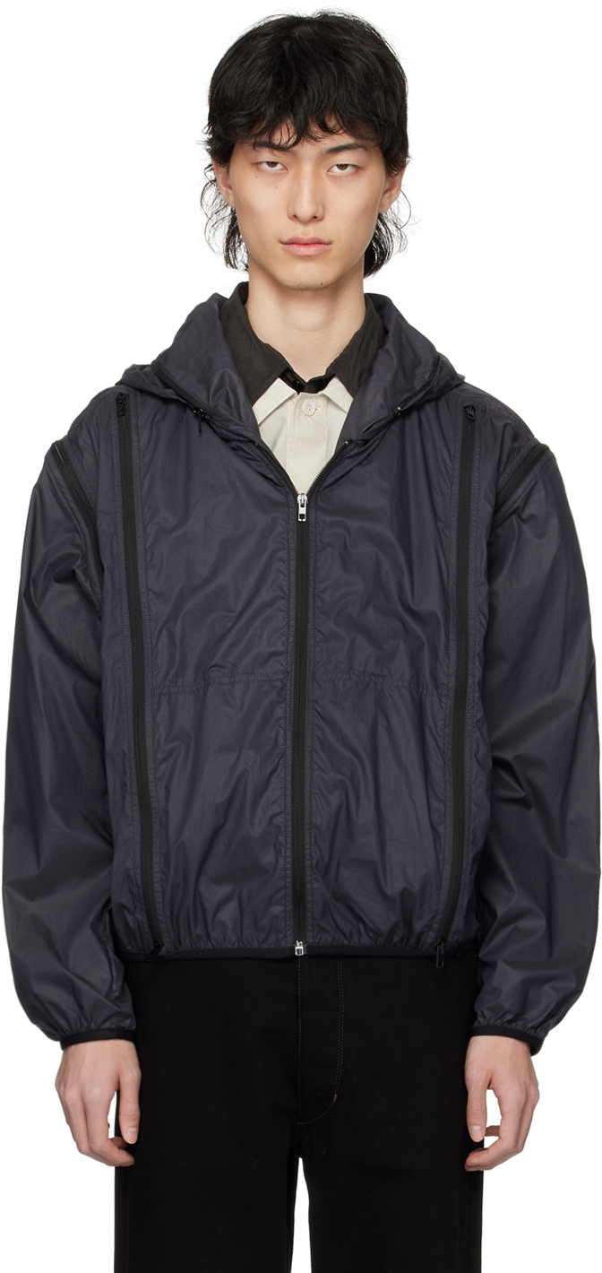 Shop Lemaire Navy Zip Jacket In Bl799 Blue Black