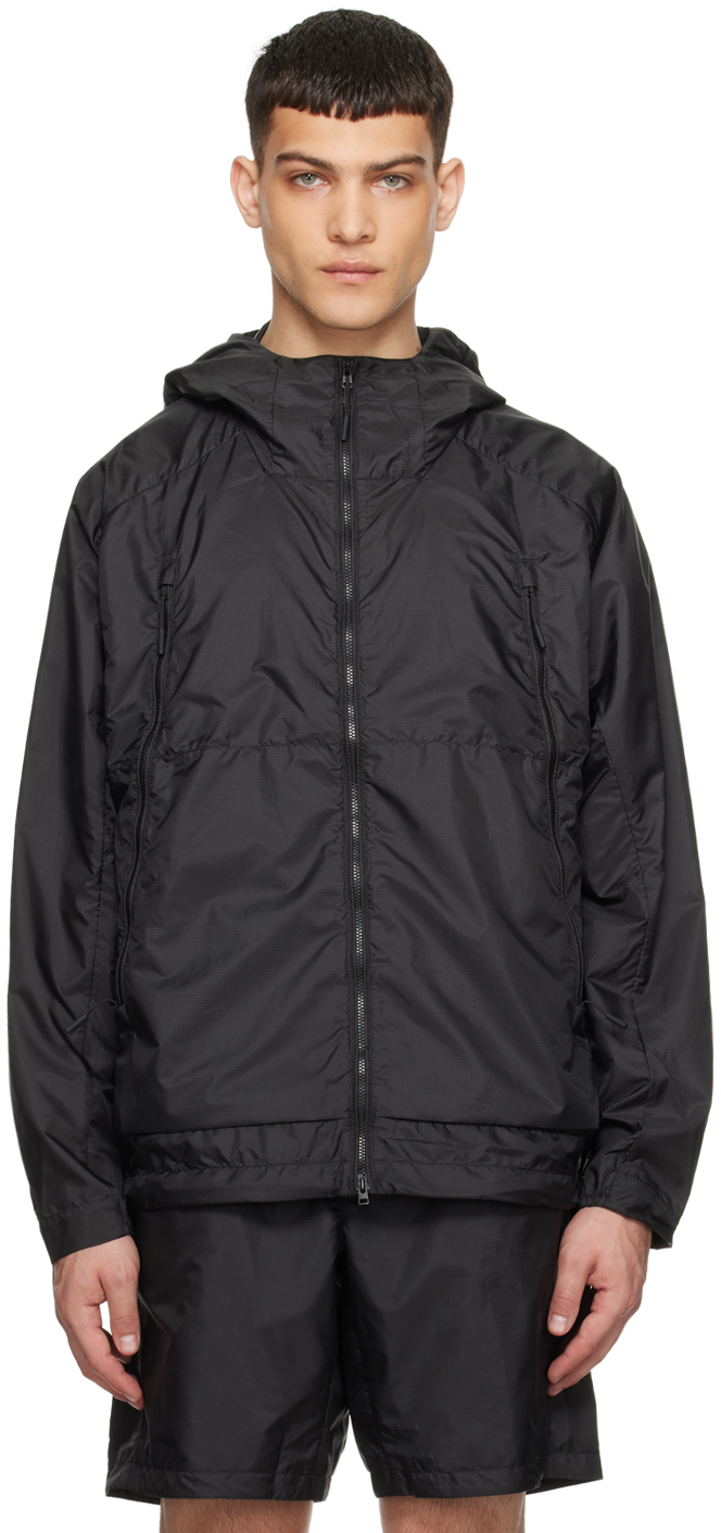 Black Hooded Windbreaker Jacket