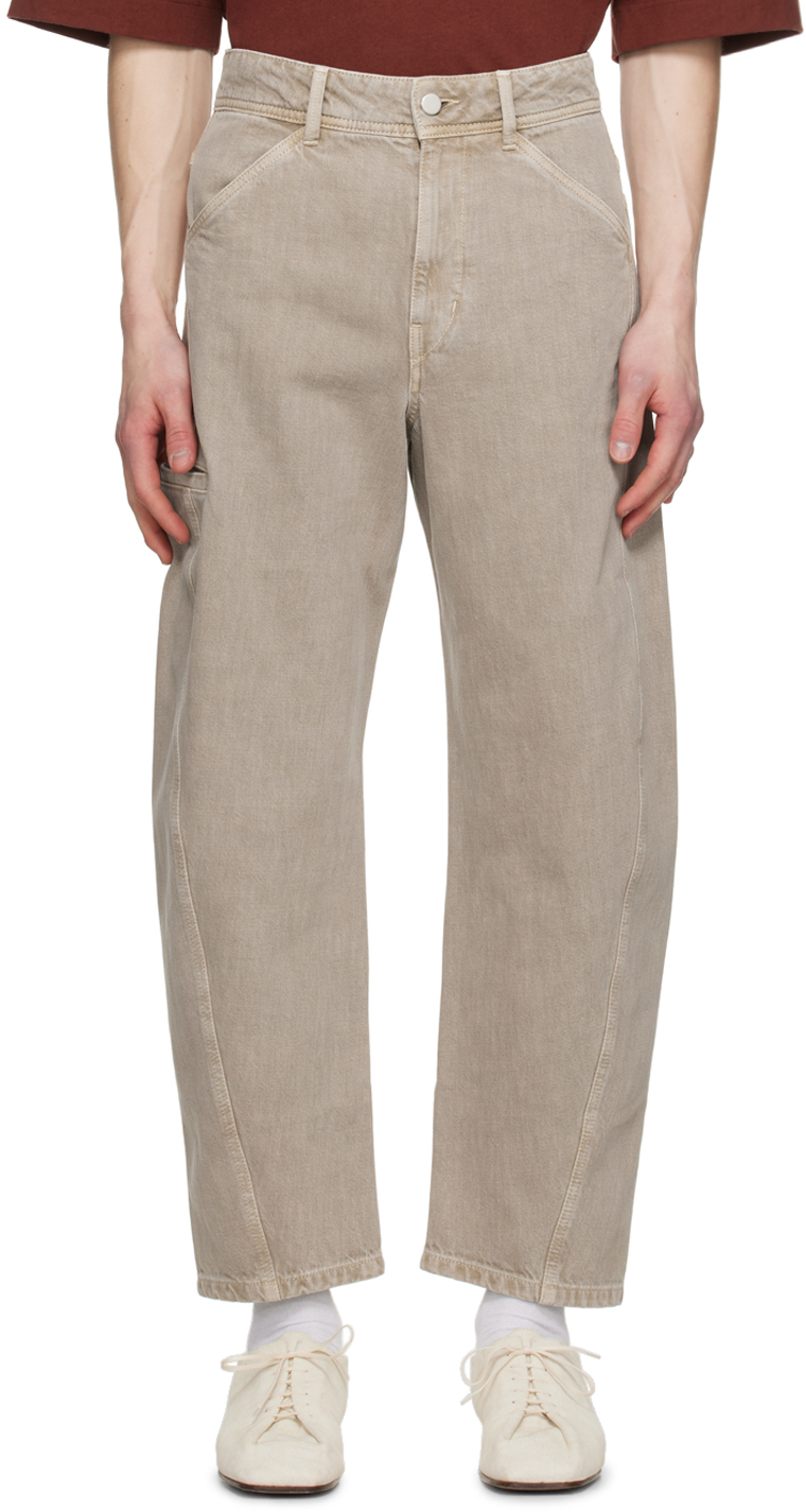 Lemaire Taupe Twisted Jeans In Bg229 Denim Snow Bei