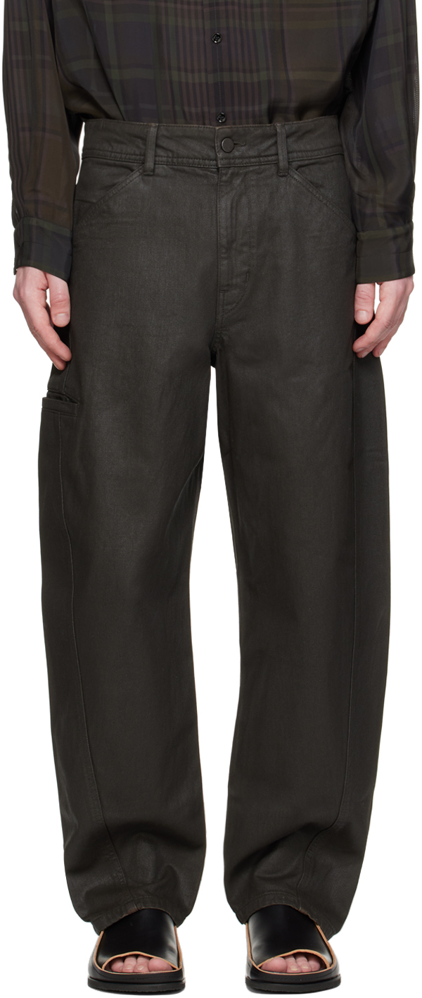 Lemaire Brown Twisted Jeans In Br441 Khaki Brown