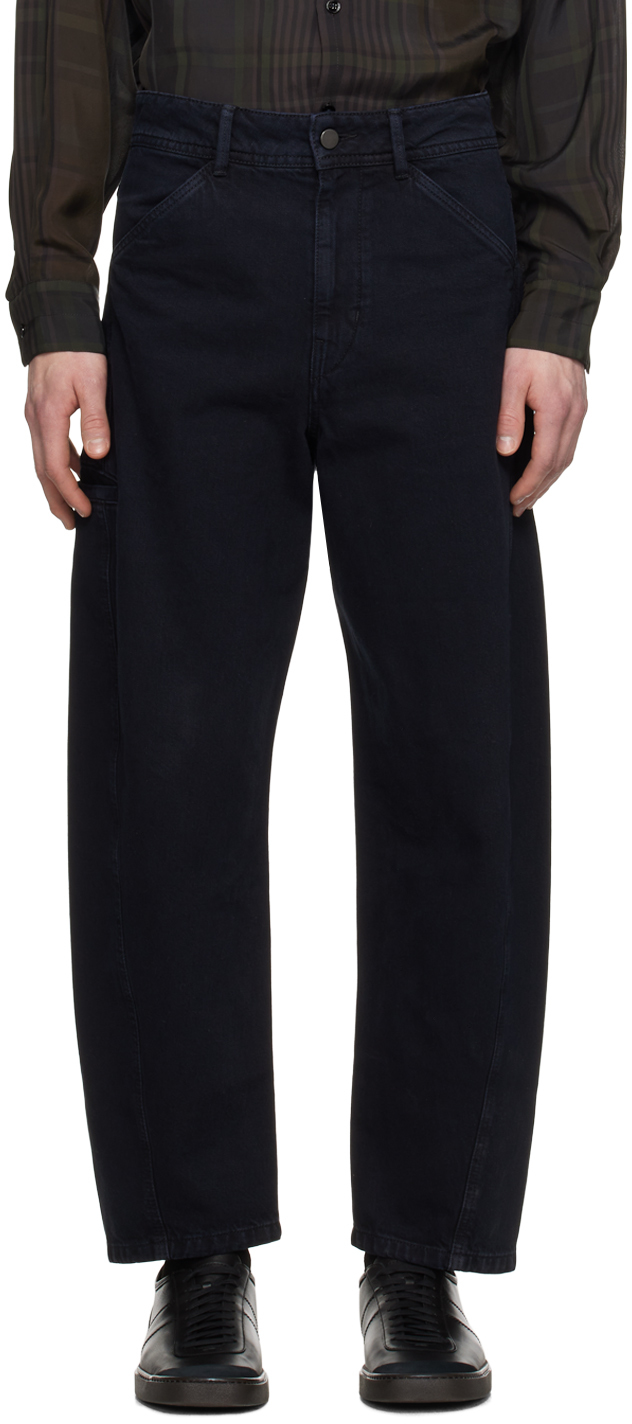 Lemaire Navy Twisted Jeans In Bl803 Midnight Indig