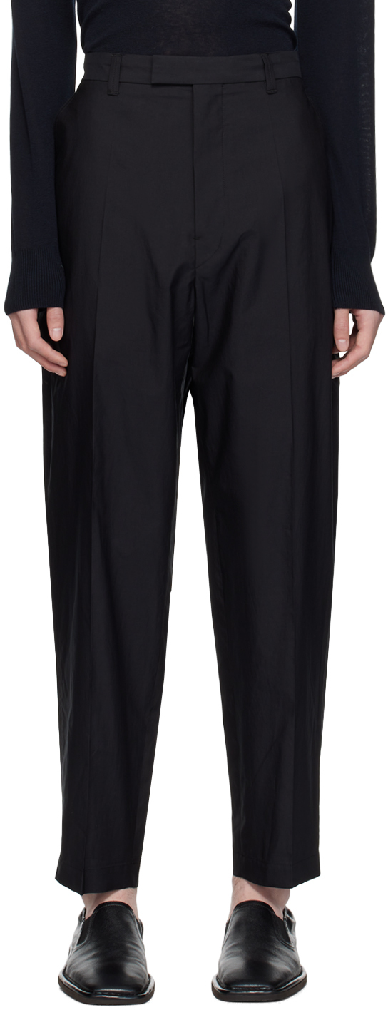 Shop Lemaire Black Washed Trousers In Bk999 Black