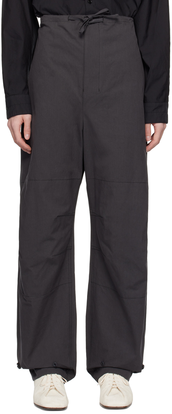 Shop Lemaire Gray Maxi Trousers In Br506 Anthracite Bro