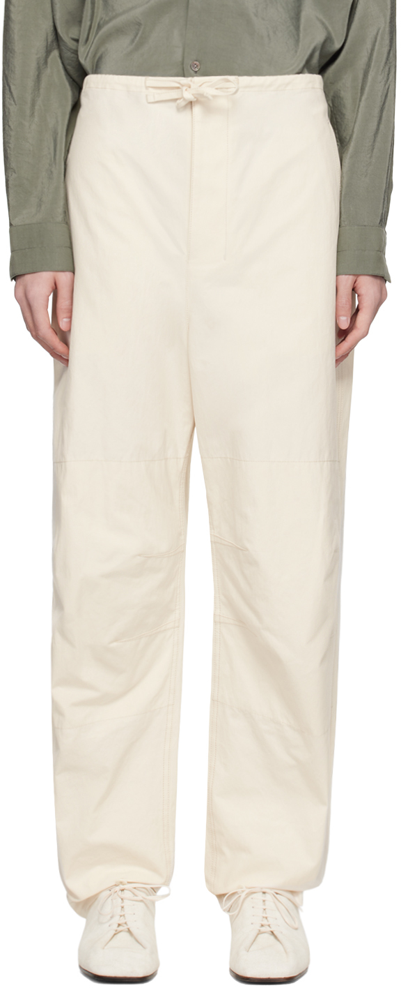 LEMAIRE: Off-White Maxi Trousers | SSENSE