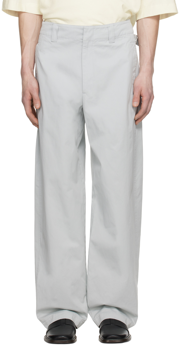 Lemaire Gray Maxi Trousers In Bk841 Cold Dye Cloud